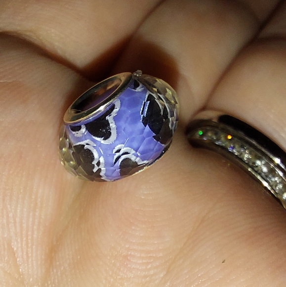 Silver murano Shades Of Blue glass bead bracelet - Picture 7 of 9